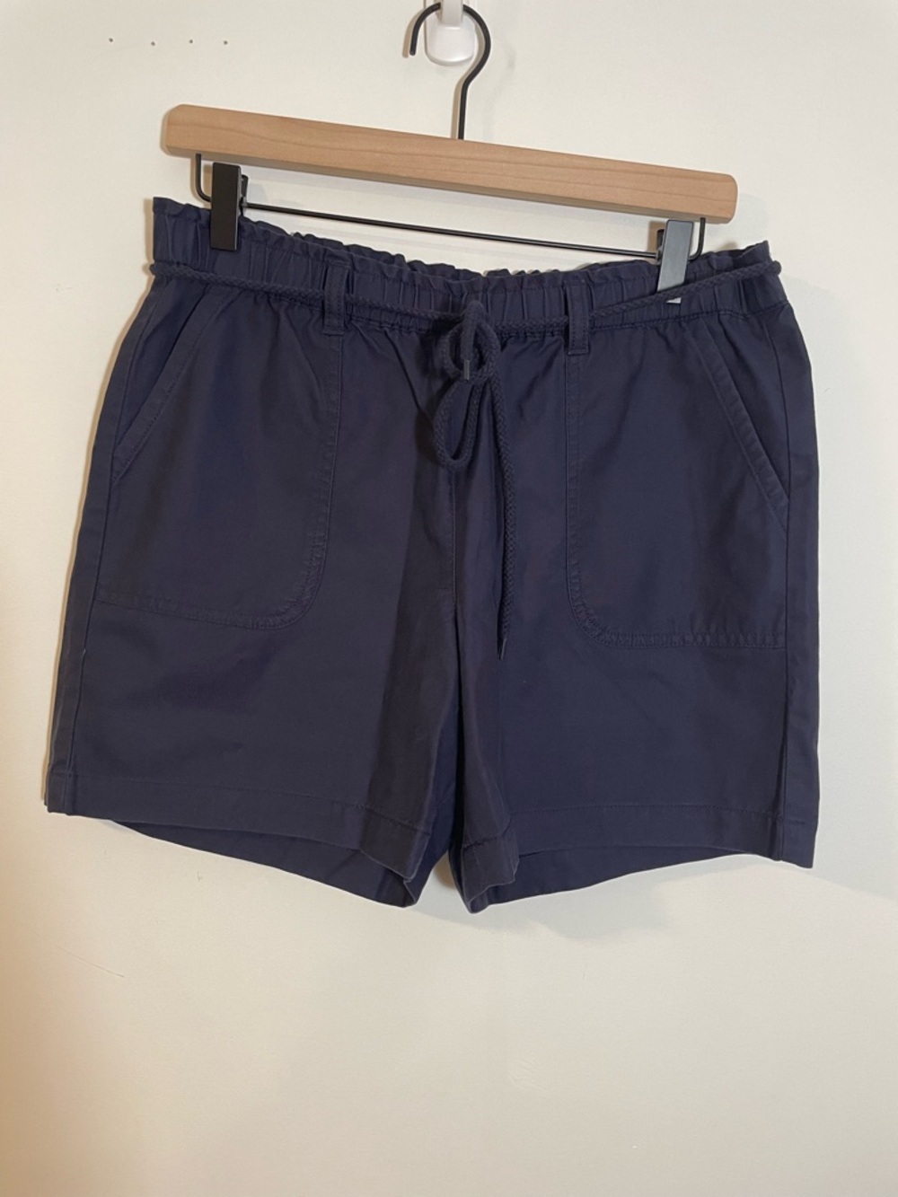 NWT Talbots Womens Navy Blue Elastic Drawstring Waist Pull On Shorts Size PM $60